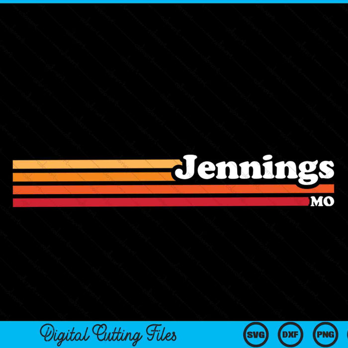 Vintage jaren 1980 grafische stijl Jennings Missouri SVG PNG snijden afdrukbare bestanden