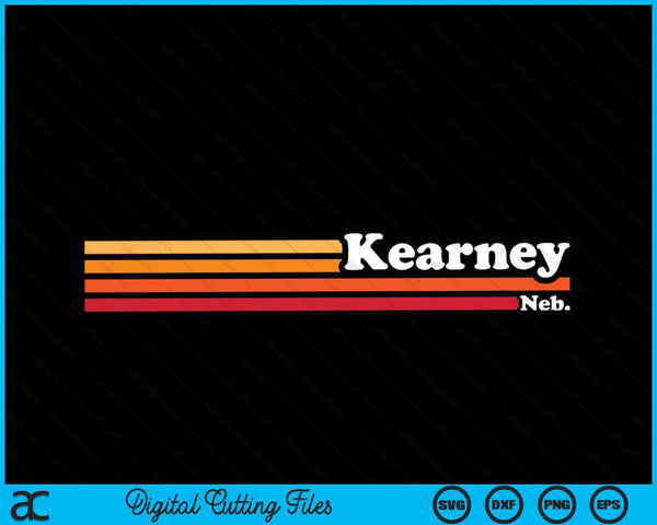 Vintage 1980s estilo gráfico Kearney Nebraska SVG PNG cortando archivos imprimibles