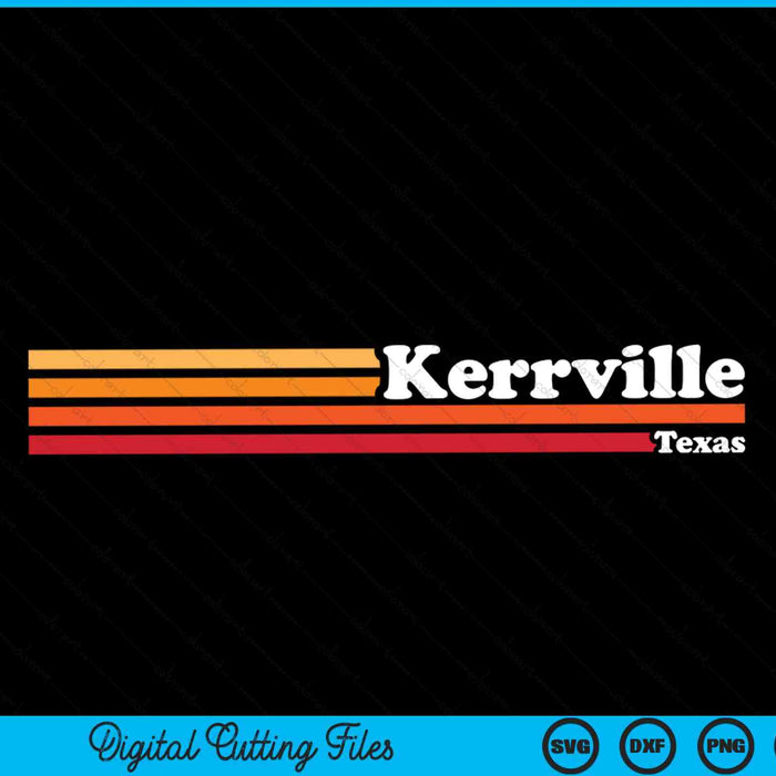 Vintage 1980s estilo gráfico Kerrville Texas SVG PNG cortando archivos imprimibles