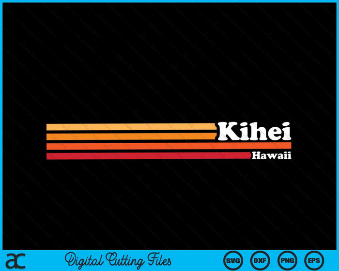 Vintage 1980s estilo gráfico Kihei Hawaii SVG PNG cortando archivos imprimibles