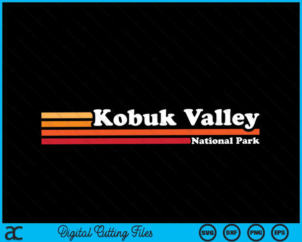 Vintage 1980 Estilo gráfico Parque Nacional Kobuk Valley SVG PNG Cortar archivos imprimibles