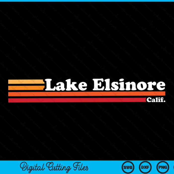 Vintage 1980s Graphic Style Lake Elsinore California SVG PNG Cutting Printable Files