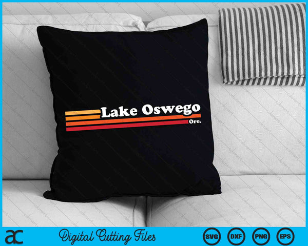 Vintage 1980s estilo gráfico Lake Oswego Oregon SVG PNG cortando archivos imprimibles