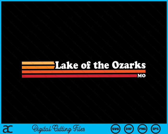 Vintage jaren 1980 grafische stijl Lake of the Ozarks Missouri SVG PNG snijden afdrukbare bestanden