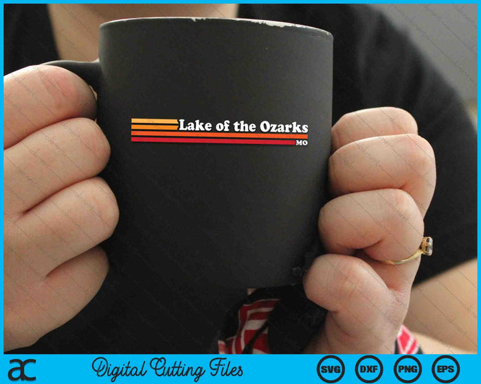 Vintage jaren 1980 grafische stijl Lake of the Ozarks Missouri SVG PNG snijden afdrukbare bestanden