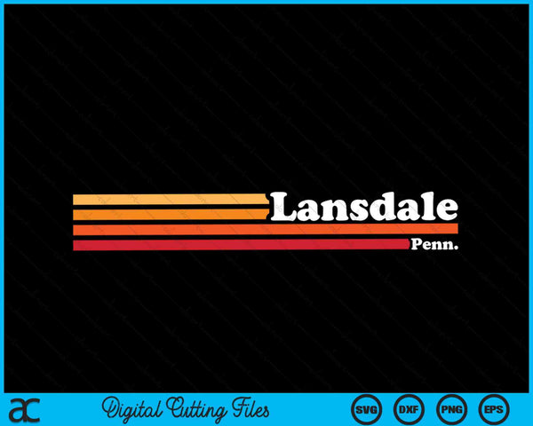 Vintage 1980s Graphic Style Lansdale Pennsylvania SVG PNG Cutting Printable Files