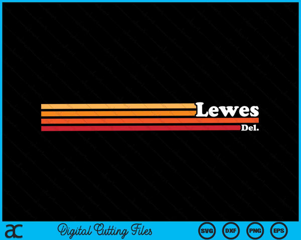 Vintage 1980s estilo gráfico Lewes Delaware SVG PNG archivo de corte digital