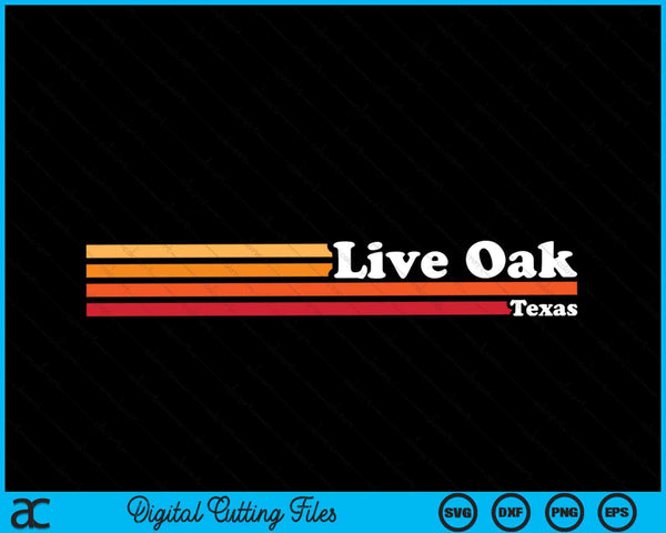 Vintage 1980s Graphic Style Live Oak Texas SVG PNG Cutting Printable Files