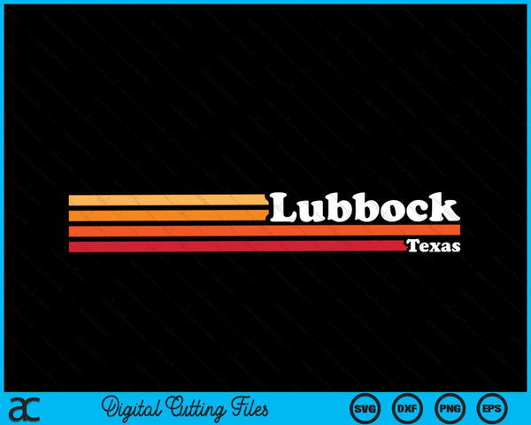 Vintage 1980s estilo gráfico Lubbock Texas SVG PNG cortando archivos imprimibles