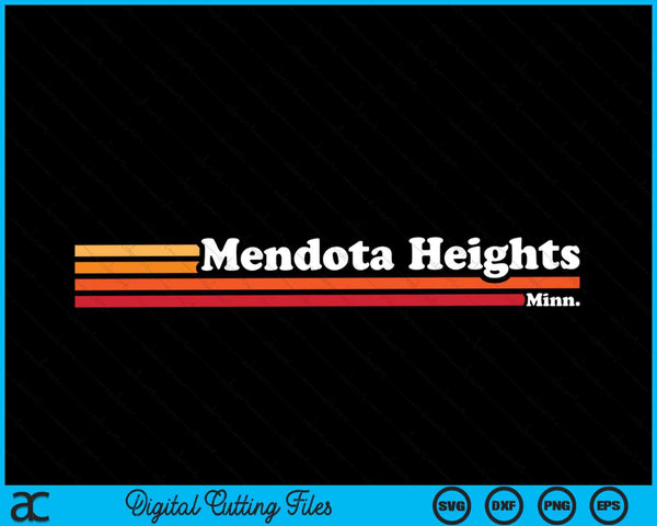 Vintage 1980s estilo gráfico Mendota Heights Minnesota SVG PNG cortando archivos imprimibles