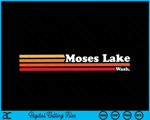 Vintage 1980s estilo gráfico Moses Lake Washington SVG PNG cortando archivos imprimibles
