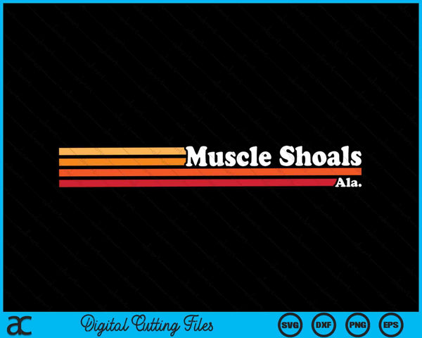 Vintage 1980s estilo gráfico Muscle Shoals Alabama SVG PNG Archivo de corte digital