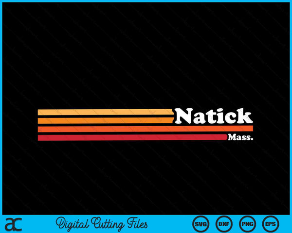 Vintage 1980s estilo gráfico Natick Massachusetts SVG PNG cortando archivos imprimibles