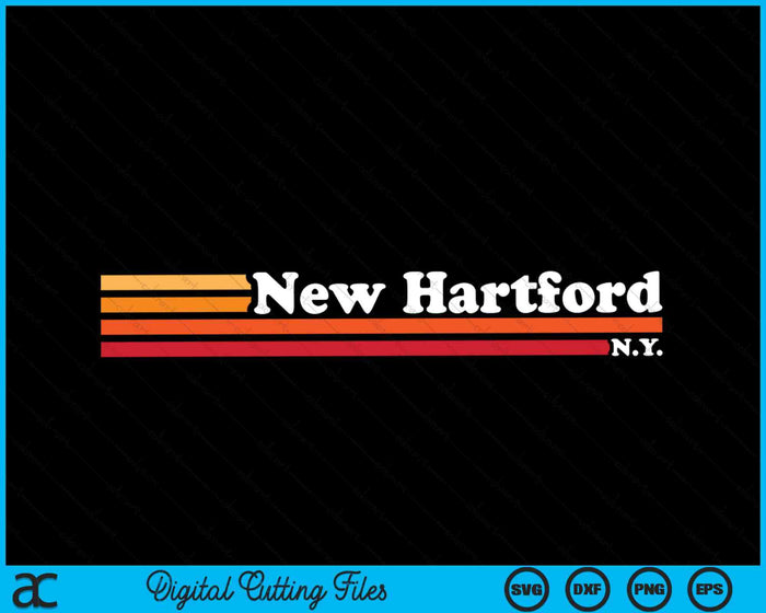 Vintage 1980s estilo gráfico New Hartford Nueva York SVG PNG cortando archivos imprimibles