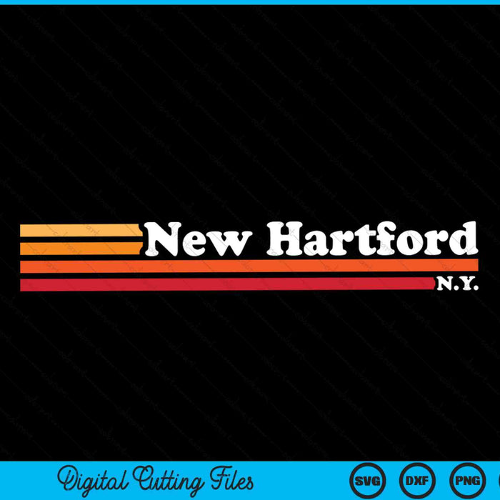 Vintage 1980s estilo gráfico New Hartford Nueva York SVG PNG cortando archivos imprimibles