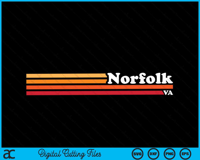Vintage 1980s estilo gráfico Norfolk Virginia SVG PNG cortando archivos imprimibles