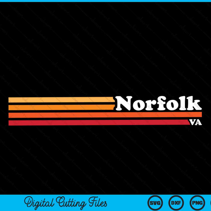 Vintage 1980s Graphic Style Norfolk Virginia SVG PNG Cutting Printable Files