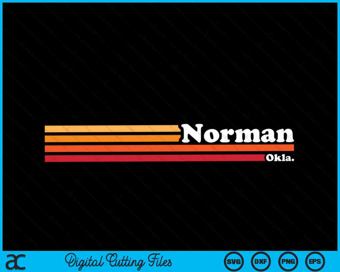 Vintage 1980s Graphic Style Norman Oklahoma SVG PNG Cutting Printable Files