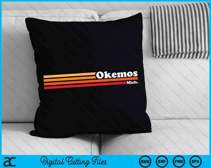 Vintage 1980s Graphic Style Okemos Michigan SVG PNG Cutting Printable Files
