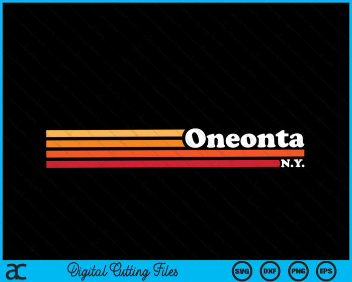 Vintage 1980s Graphic Style Oneonta New York SVG PNG Cutting Printable Files