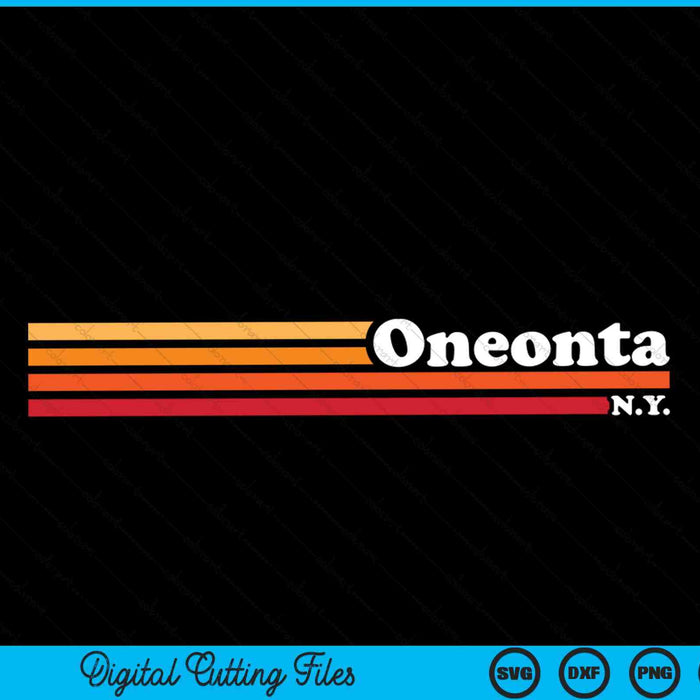 Vintage jaren 1980 grafische stijl Oneonta New York SVG PNG snijden afdrukbare bestanden