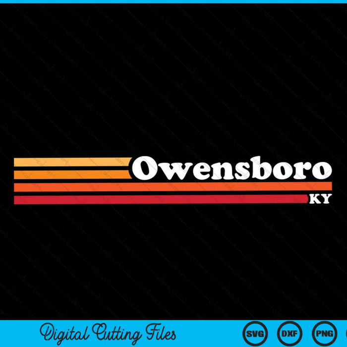 Vintage jaren 1980 grafische stijl Owensboro Kentucky SVG PNG snijden afdrukbare bestanden