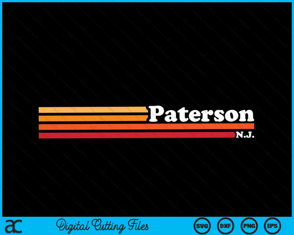 Vintage jaren 1980 grafische stijl Paterson New Jersey SVG PNG snijden afdrukbare bestanden