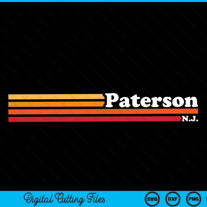 Vintage jaren 1980 grafische stijl Paterson New Jersey SVG PNG snijden afdrukbare bestanden