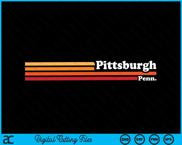 Vintage 1980s Graphic Style Pittsburgh Pennsylvania SVG PNG Digital Cutting Files