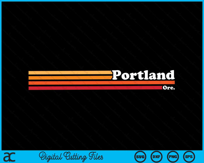 Vintage jaren 1980 grafische stijl Portland Oregon SVG PNG digitaal snijden-bestand