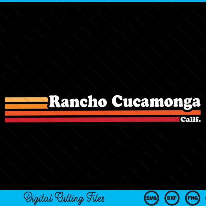 Vintage jaren 1980 grafische stijl Rancho Cucamonga Californië SVG PNG snijden afdrukbare bestanden