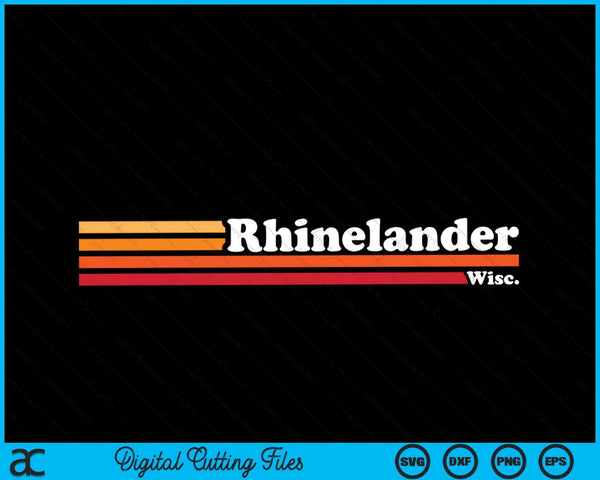 Vintage 1980s estilo gráfico Rhinelander Wisconsin SVG PNG cortando archivos imprimibles