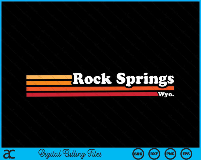 Vintage jaren 1980 grafische stijl Rock Springs Wyoming SVG PNG snijden afdrukbare bestanden