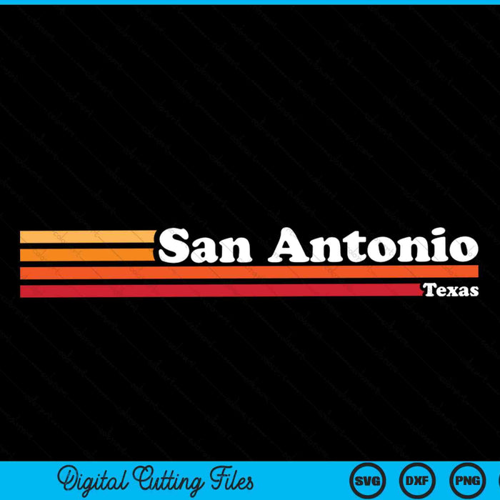 Vintage 1980s estilo gráfico San Antonio Texas SVG PNG cortando archivos imprimibles