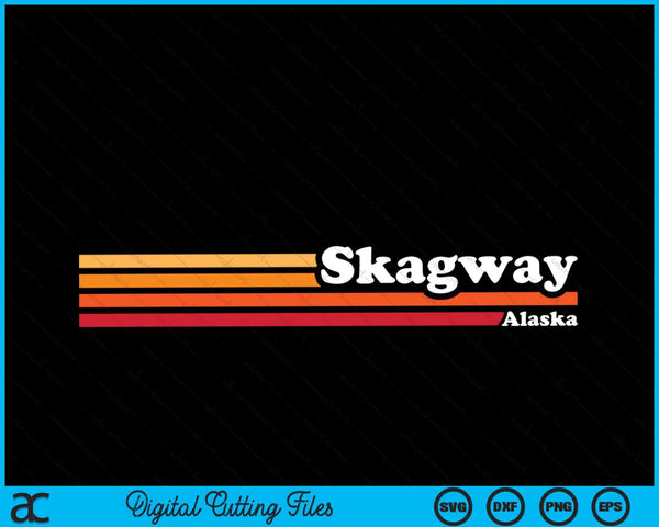 Vintage 1980s Estilo gráfico Skagway Alaska SVG PNG Archivo de corte digital