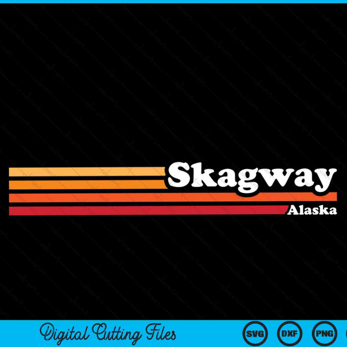 Vintage 1980s Estilo gráfico Skagway Alaska SVG PNG Archivo de corte digital