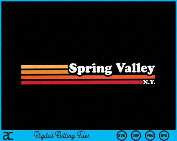 Vintage 1980s Graphic Style Spring Valley New York SVG PNG Digital Cutting File