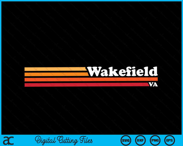 Vintage jaren 1980 grafische stijl Wakefield Virginia SVG PNG digitaal snijden-bestand