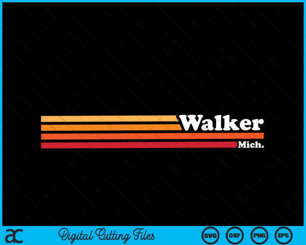 Vintage 1980s Graphic Style Walker Michigan SVG PNG Digital Cutting File