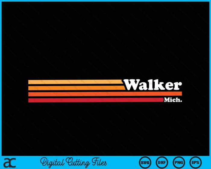 Vintage 1980s Graphic Style Walker Michigan SVG PNG Digital Cutting File