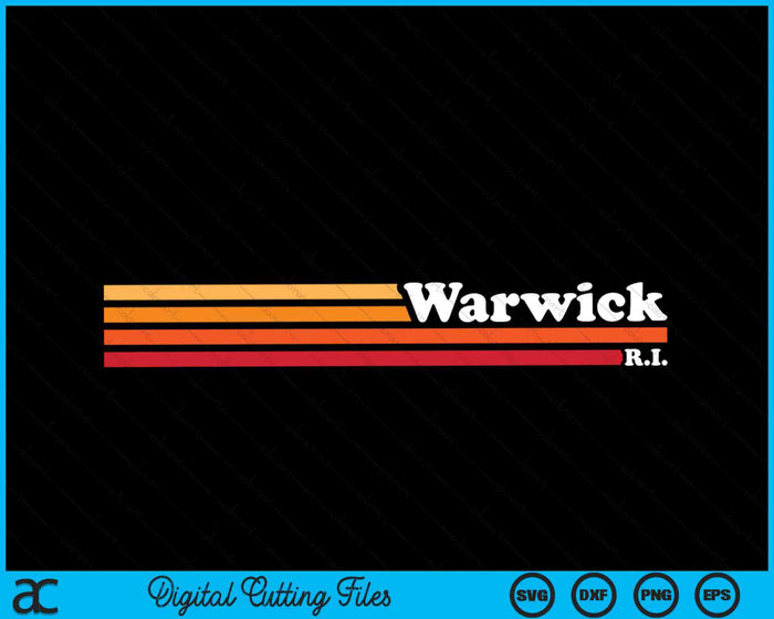 Vintage jaren 1980 grafische stijl Warwick Rhode Island SVG PNG digitaal snijden-bestand