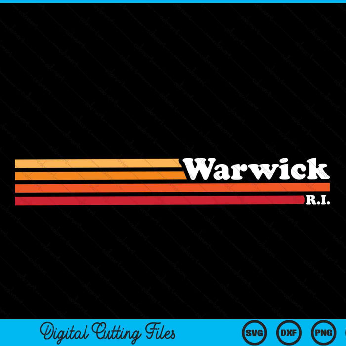 Vintage jaren 1980 grafische stijl Warwick Rhode Island SVG PNG digitaal snijden-bestand