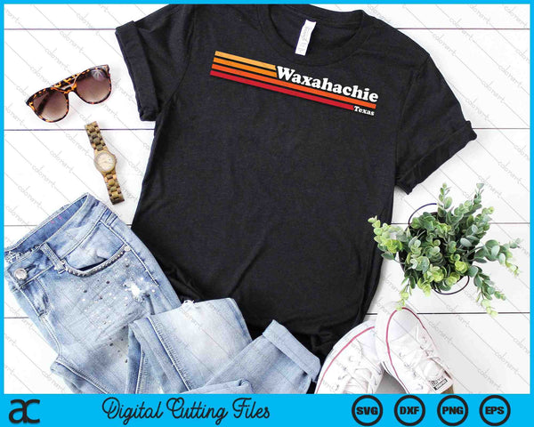 Vintage 1980s Graphic Style Waxahachie Texas SVG PNG Digital Cutting File - on a t-shirt