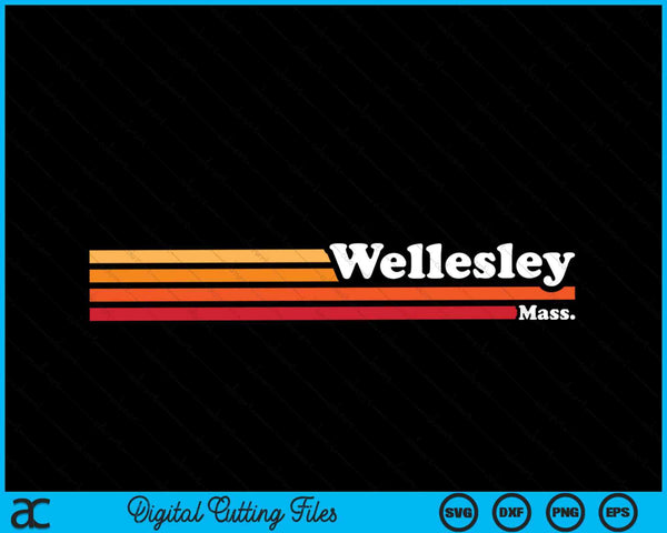 Vintage 1980s Graphic Style Wellesley Massachusetts SVG PNG Digital Cutting File