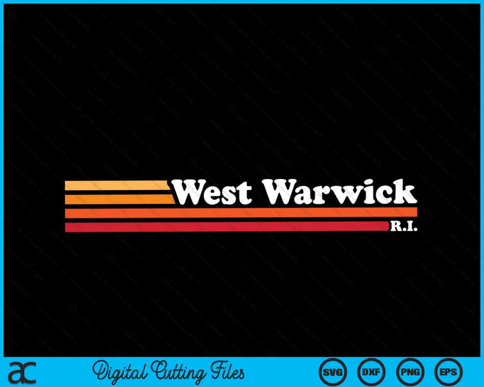 Vintage 1980s Graphic Style West Warwick Rhode Island SVG PNG Digital Cutting File