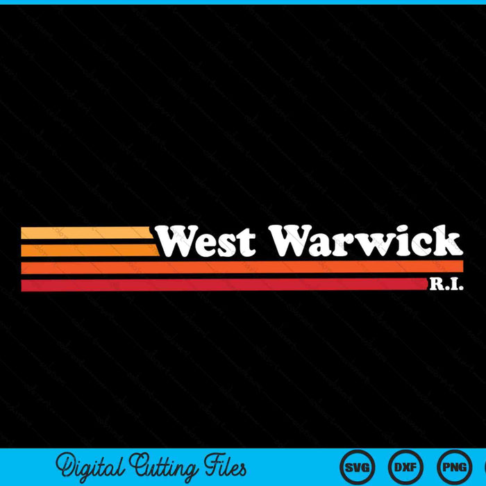 Vintage 1980s Graphic Style West Warwick Rhode Island SVG PNG Digital Cutting File