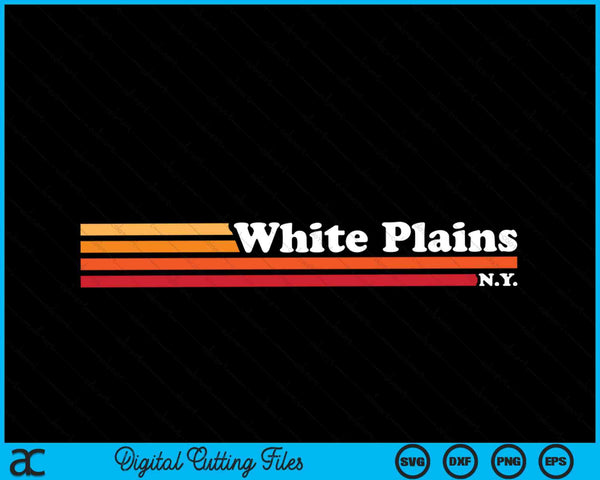 Vintage 1980s Graphic Style White Plains New York SVG PNG Digital Cutting File