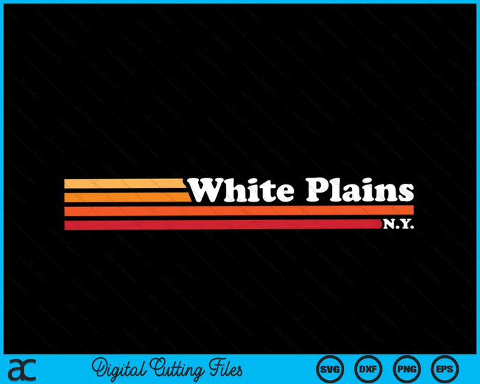 Vintage 1980s Graphic Style White Plains New York SVG PNG Digital Cutting File