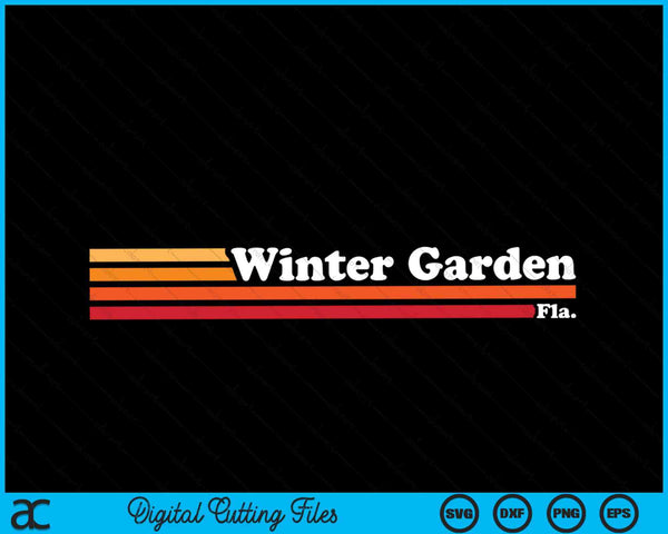 Vintage 1980s estilo gráfico Winter Garden Florida SVG PNG Archivo de corte digital