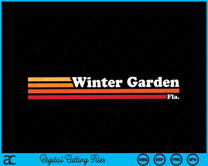 Vintage 1980s estilo gráfico Winter Garden Florida SVG PNG Archivo de corte digital